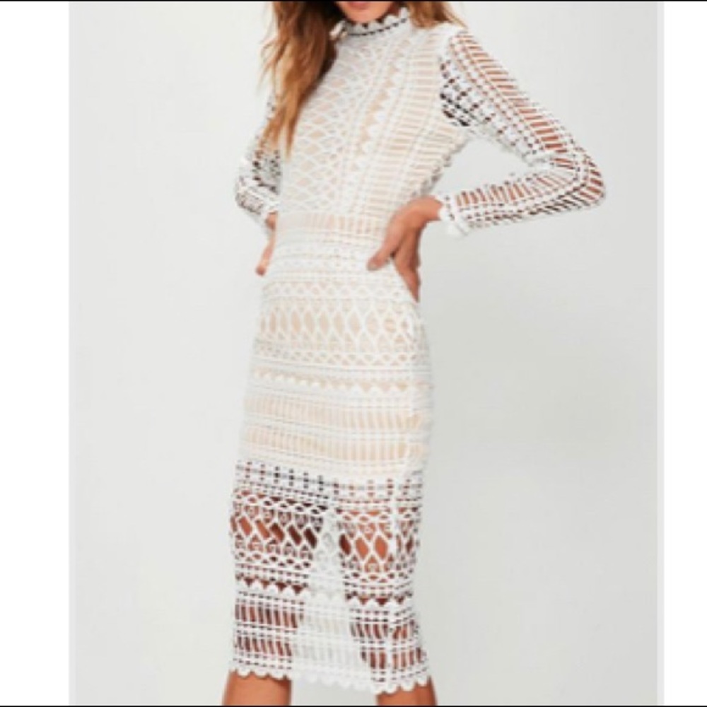 Highneck structured lace midi dress Size 6